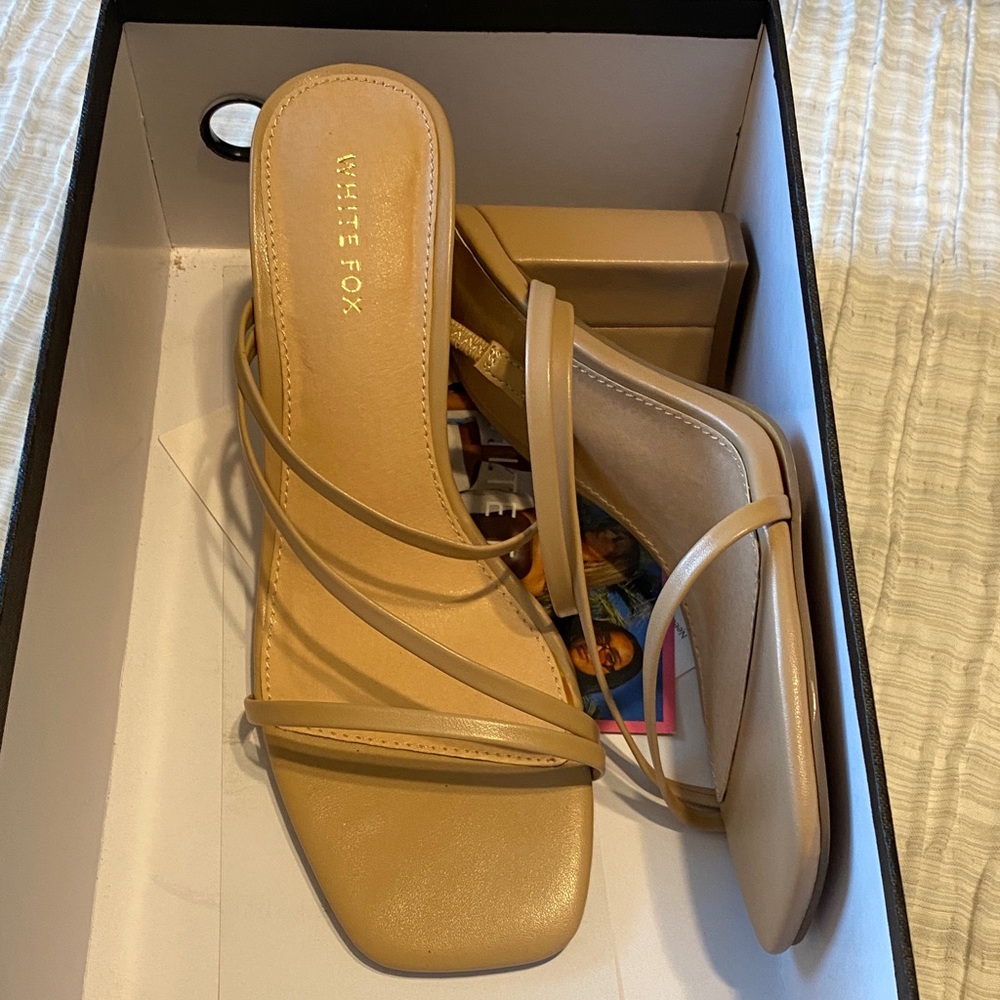 White Fox Boutique Beige Strappy Heels